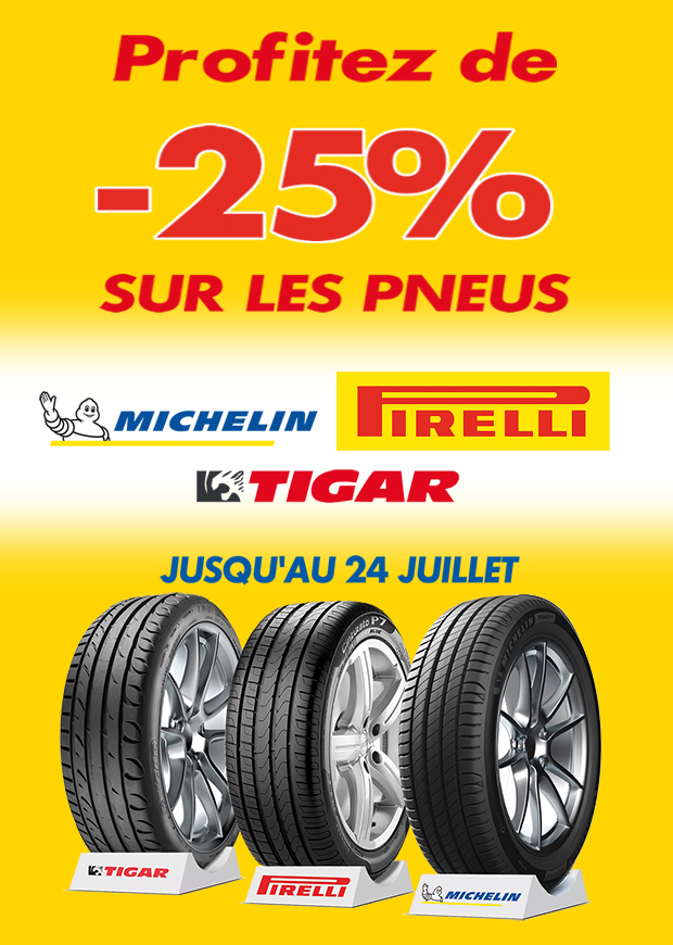 Promo sur les pneus Michelin, Tigar & Pirelli - Motors.tn